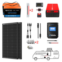 ACOPOWER Batería de litio Mono Sistema completo de energía solar con batería e inversor para RV Boat 12V Off Grid Kit