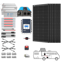 Sistema solar para vehículos recreativos mono negro ACOPOWER de 600 W