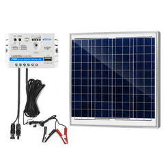 Kit de cargador solar ACOPOWER 60W 12V, controlador de carga 5A con pinzas de cocodrilo