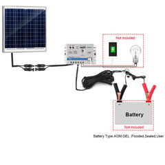 Kit de cargador solar ACOPOWER 60W 12V, controlador de carga 5A con pinzas de cocodrilo