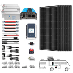 Sistema solar para vehículos recreativos mono negro ACOPOWER de 800 W