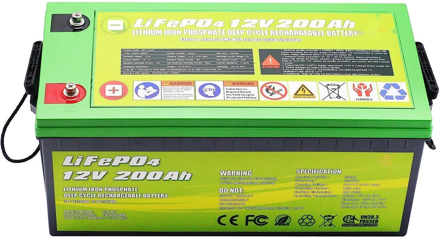 Batería de litio de ciclo profundo LiFePO4 de 12V 200Ah 