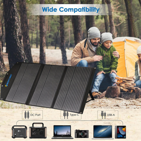 Maleta con kit de panel solar plegable triple de 90 W de alta eficiencia ACOPower