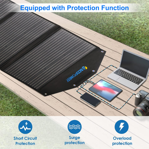 Maleta con kit de panel solar plegable triple de 90 W de alta eficiencia ACOPower