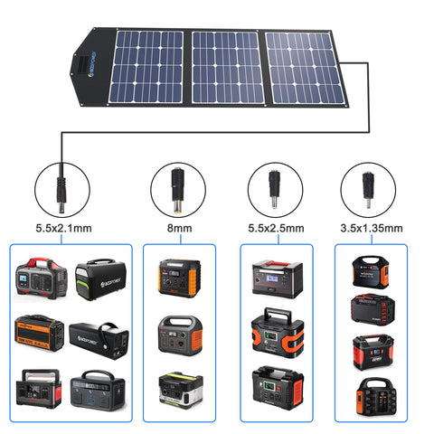Maleta con kit de panel solar plegable triple de 90 W de alta eficiencia ACOPower