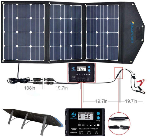 Maleta con kit de panel solar plegable triple de 90 W de alta eficiencia ACOPower