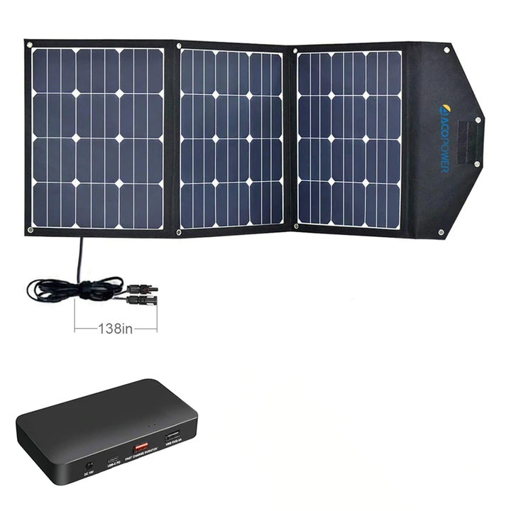 Maleta plegable con panel solar portátil ACOPower de 120 W con caja de salida integrada integrada 