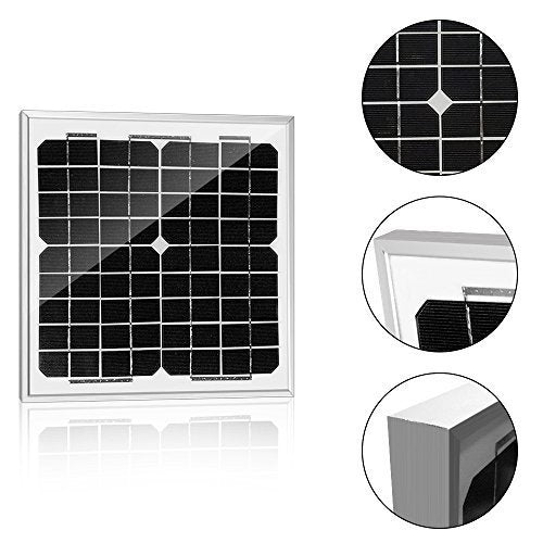 Kit de cargador solar ACOPower de 10 W y 12 V, controlador de carga de 5 A con pinzas de cocodrilo 