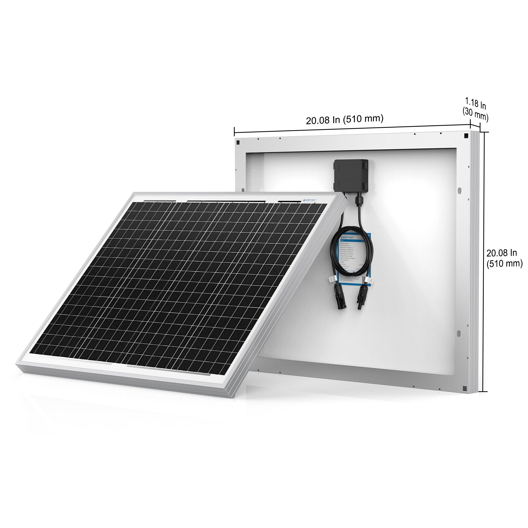 Kit de cargador solar ACOPOWER 50W 12V, controlador de carga 5A con pinzas de cocodrilo 