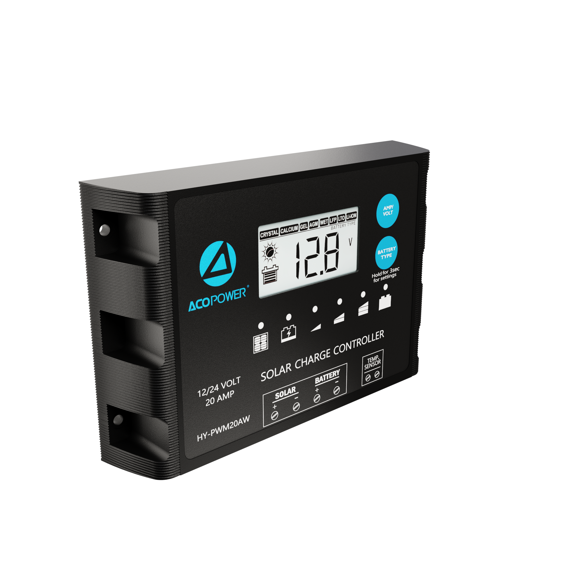 Controlador de carga solar ACOPOWER 20A ProteusX impermeable PWM compatible con 8 tipos de baterías