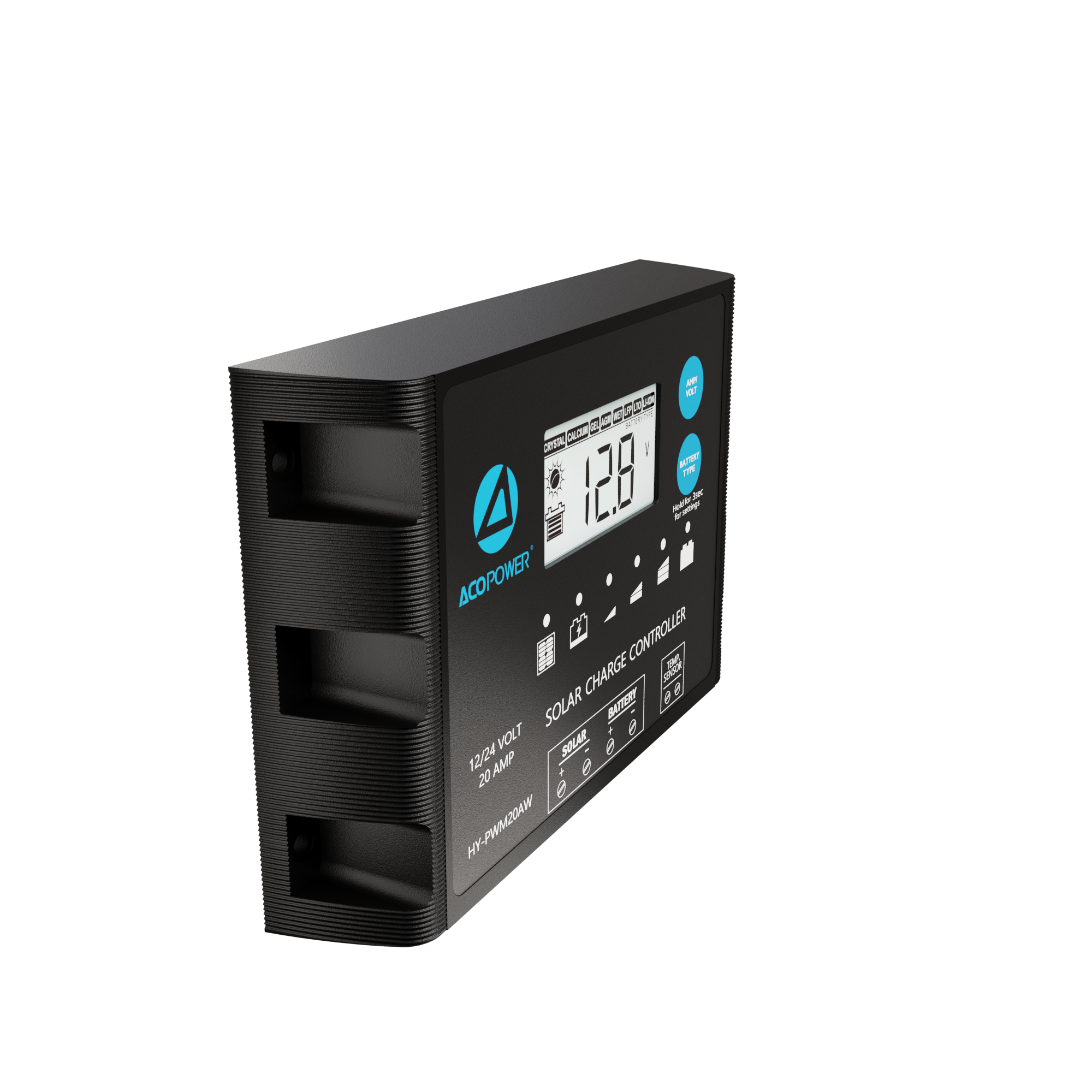 ACOPOWER 20A ProteusX Controlador de carga solar PWM impermeable con pinzas de cocodrilo y conectores MC4