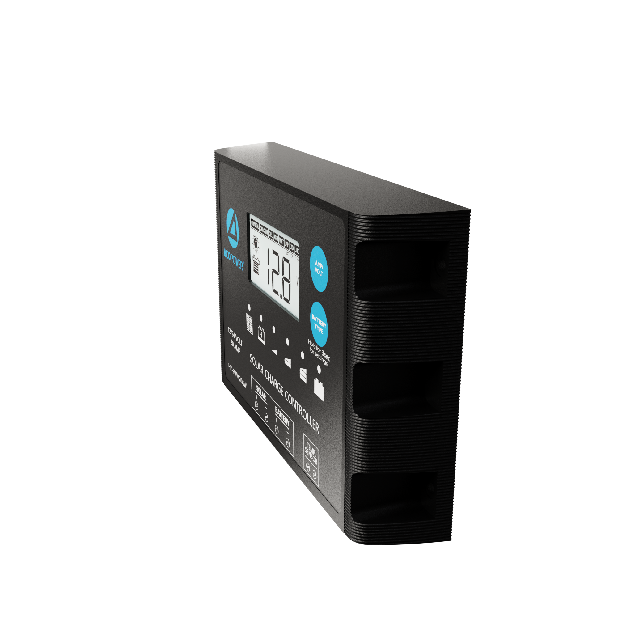 ACOPOWER 20A ProteusX Controlador de carga solar PWM impermeable con pinzas de cocodrilo y conectores MC4